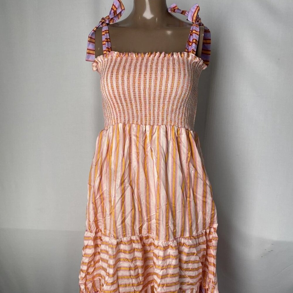 Anthropologie Dolan Caroline Tiered Maxi Dress – Orange/Multi Stripe – Size S –